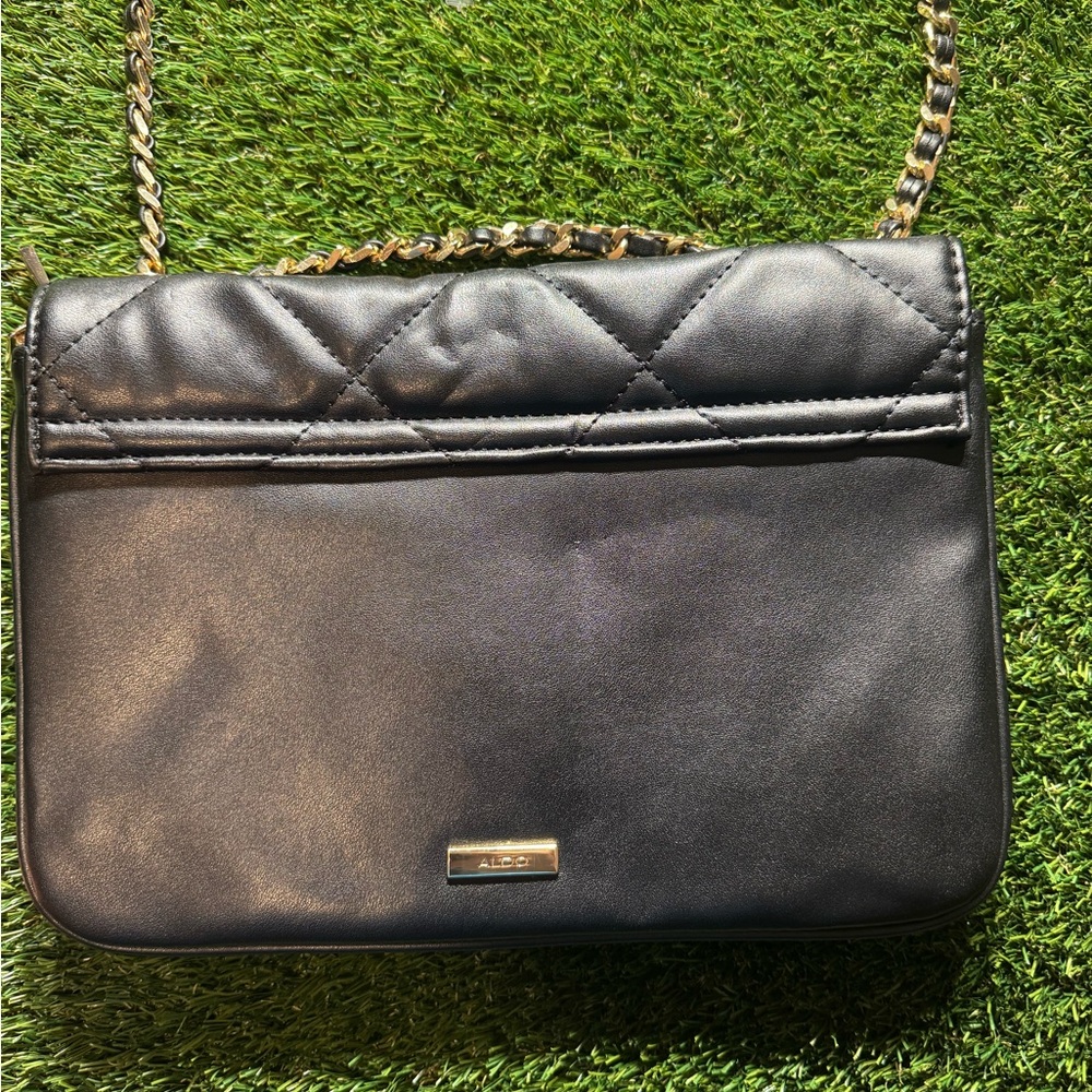Aldo Black Quilted Shoulder Bag with Chain Strap - Picture 5 of 5